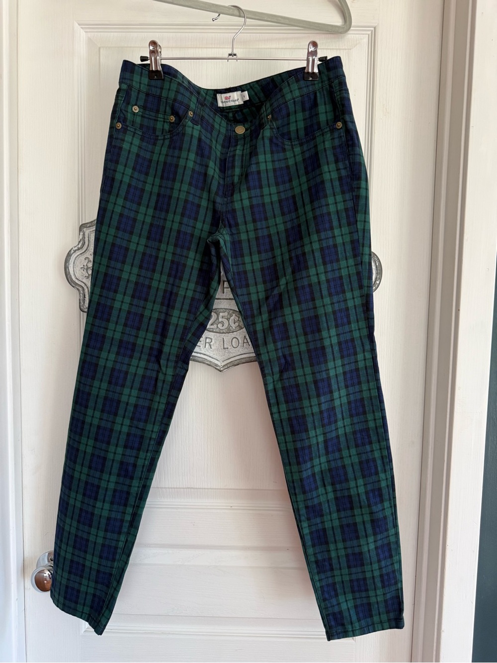 Vineyard Vines Green & Navy Plaid Straight Leg pants